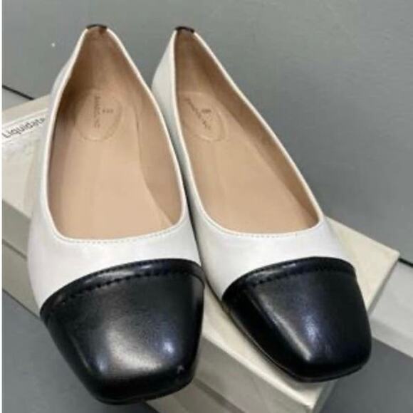 Bandolino Women's Taprinz Casual Ballet Flat White Black Square Toe 8.5 - Picture 6 of 7